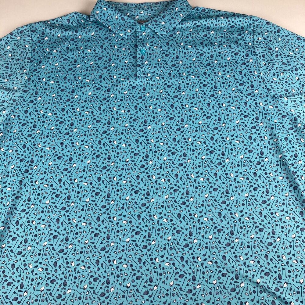 Callaway Opti Dri Polo Shirt Mens 4X Blue Golf Print Big Tall Performance